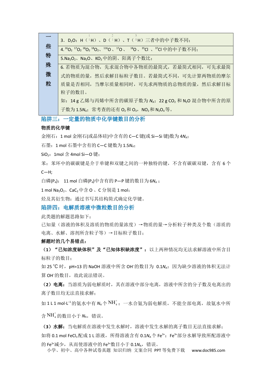 高考化学【升级版】微专题03  破解“七陷阱”突破NA（原卷版）(全国版).docx