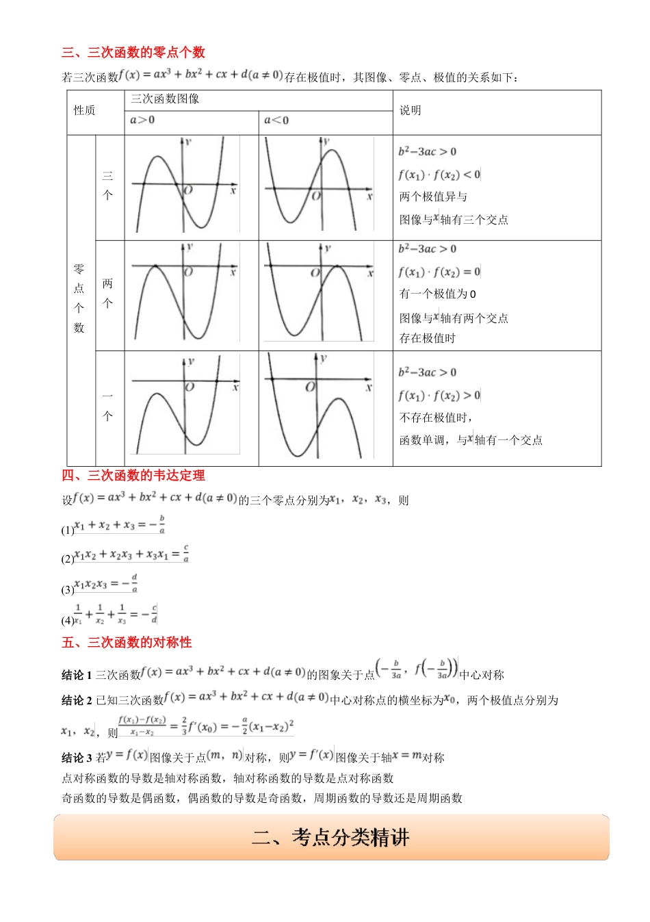 高考数学思维拓展06 三次函数的图像与性质（精讲 精练）-2025年高考数学一轮复习讲义及高频考点归纳与方法总结（新高考通用）解析版.docx