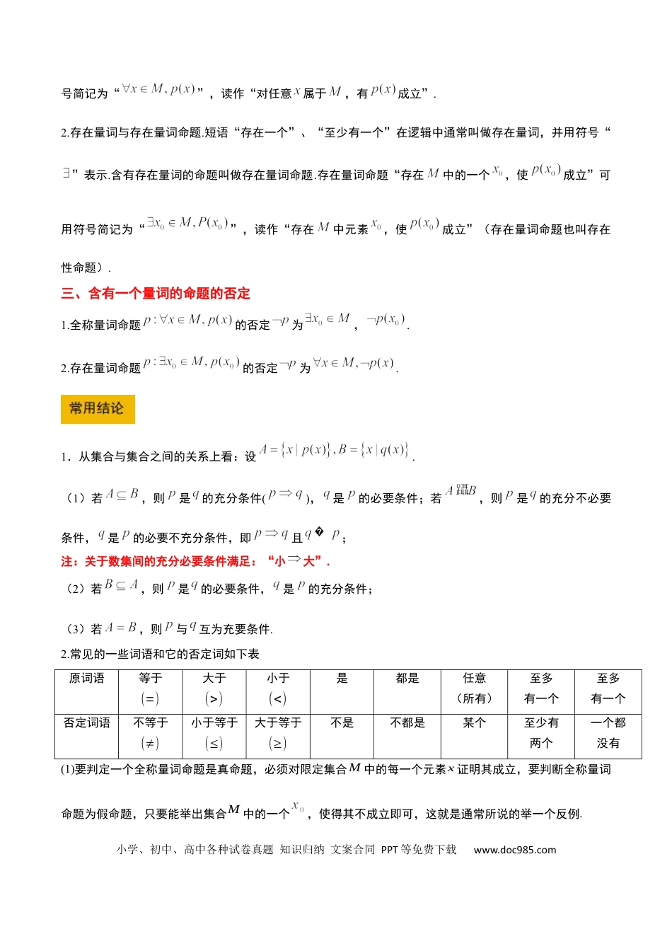 高考数学第02讲 常用逻辑用语（精讲）-2025年高考数学一轮复习讲义及高频考点归纳与方法总结（新高考通用）原卷板.docx