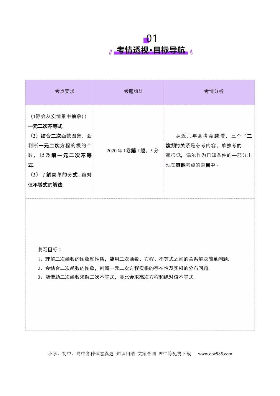 高考数学第05讲 一元二次不等式与其他常见不等式解法（十大题型）（讲义）（原卷版）(1).docx
