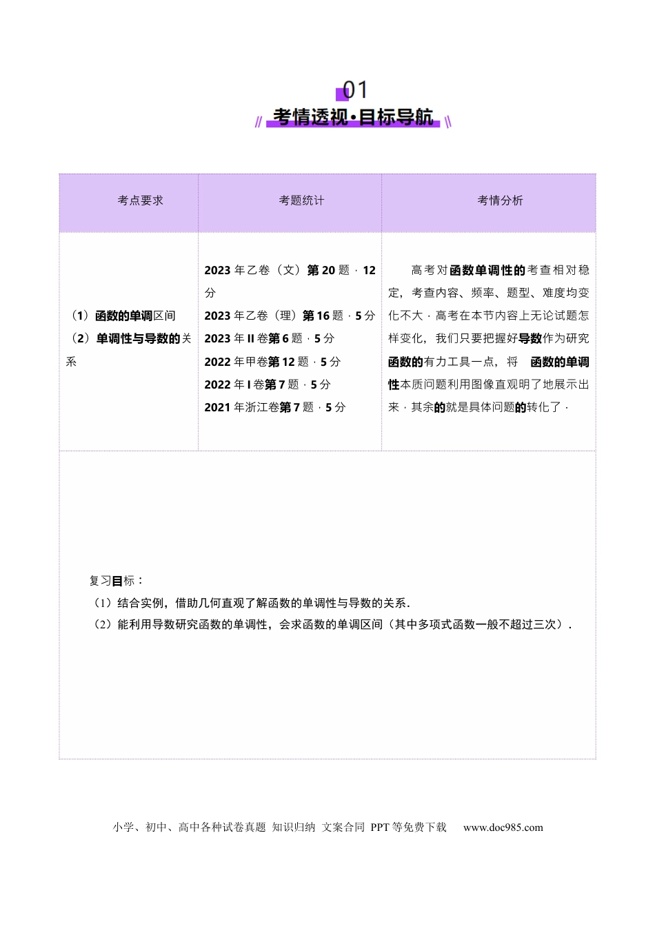 高考数学第02讲 导数与函数的单调性（十二大题型）（讲义）（解析版）.docx
