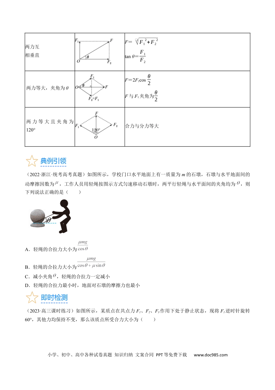 高考物理考点06  力的合成与分解（原卷版）.docx