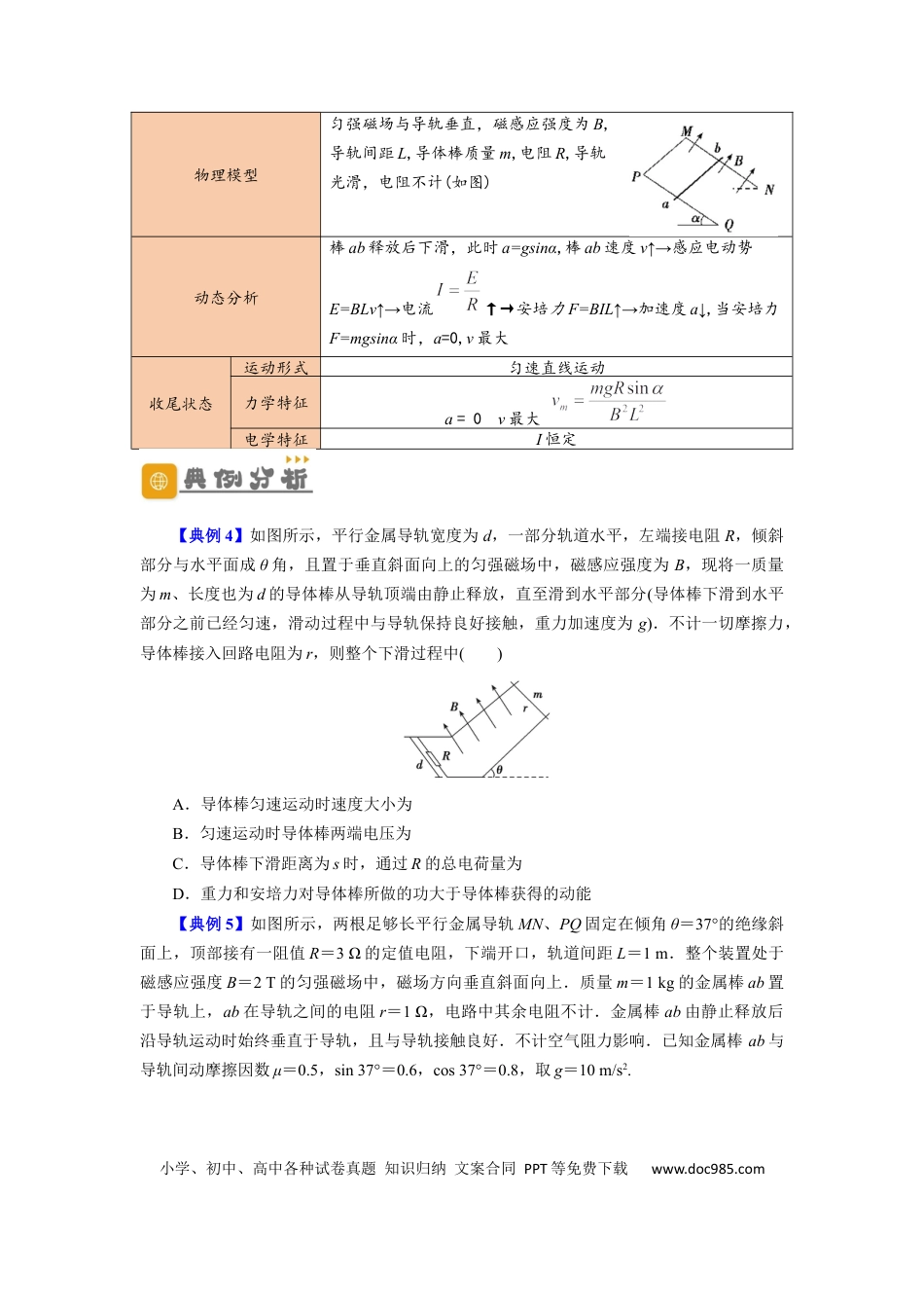 高考物理第44讲 电磁感应中的“单双杆＋导轨”模型（原卷版）.docx