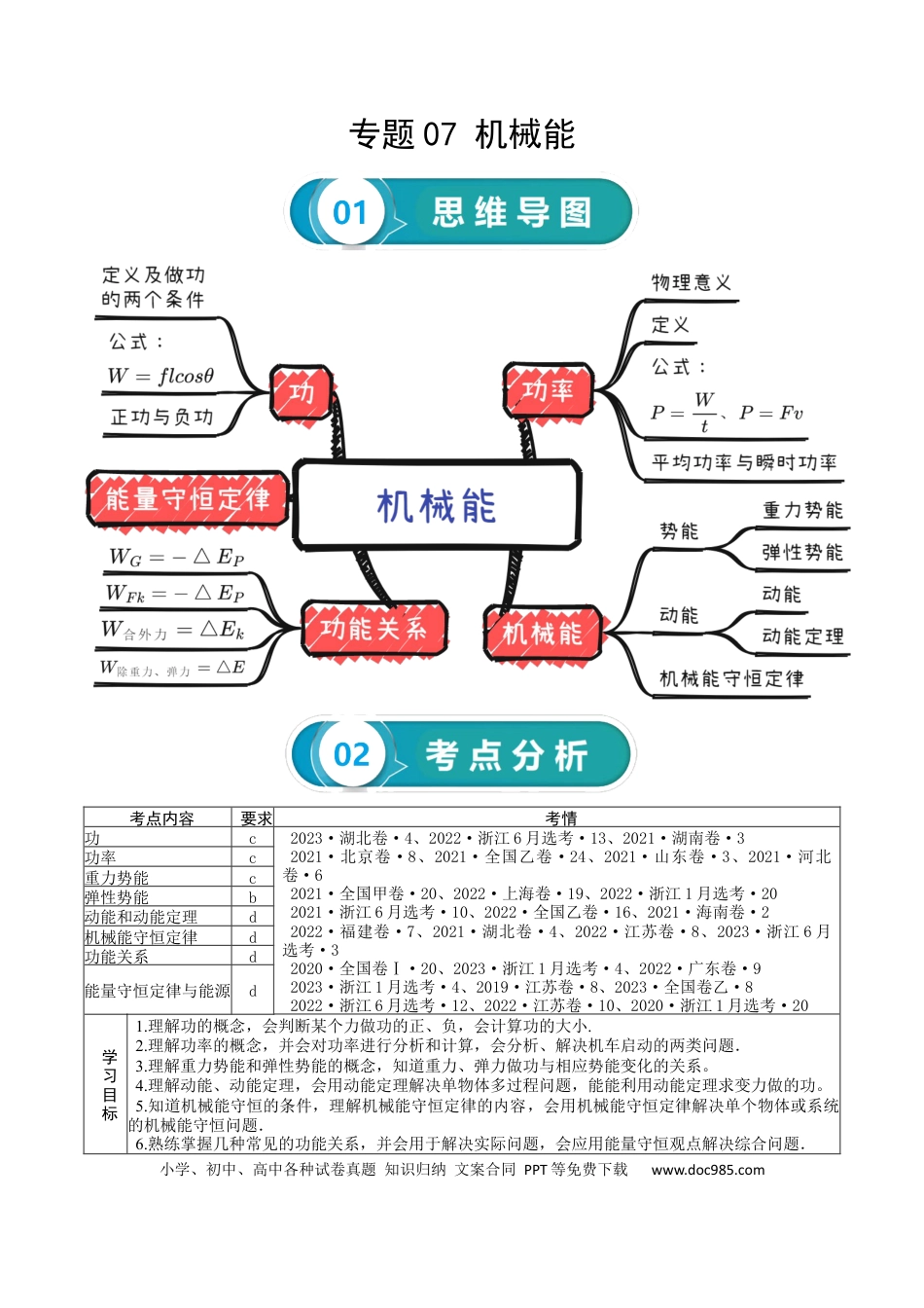 高考物理专题06++机械能守恒定律-【上好课】2025年高考物理一轮复习知识清单.docx