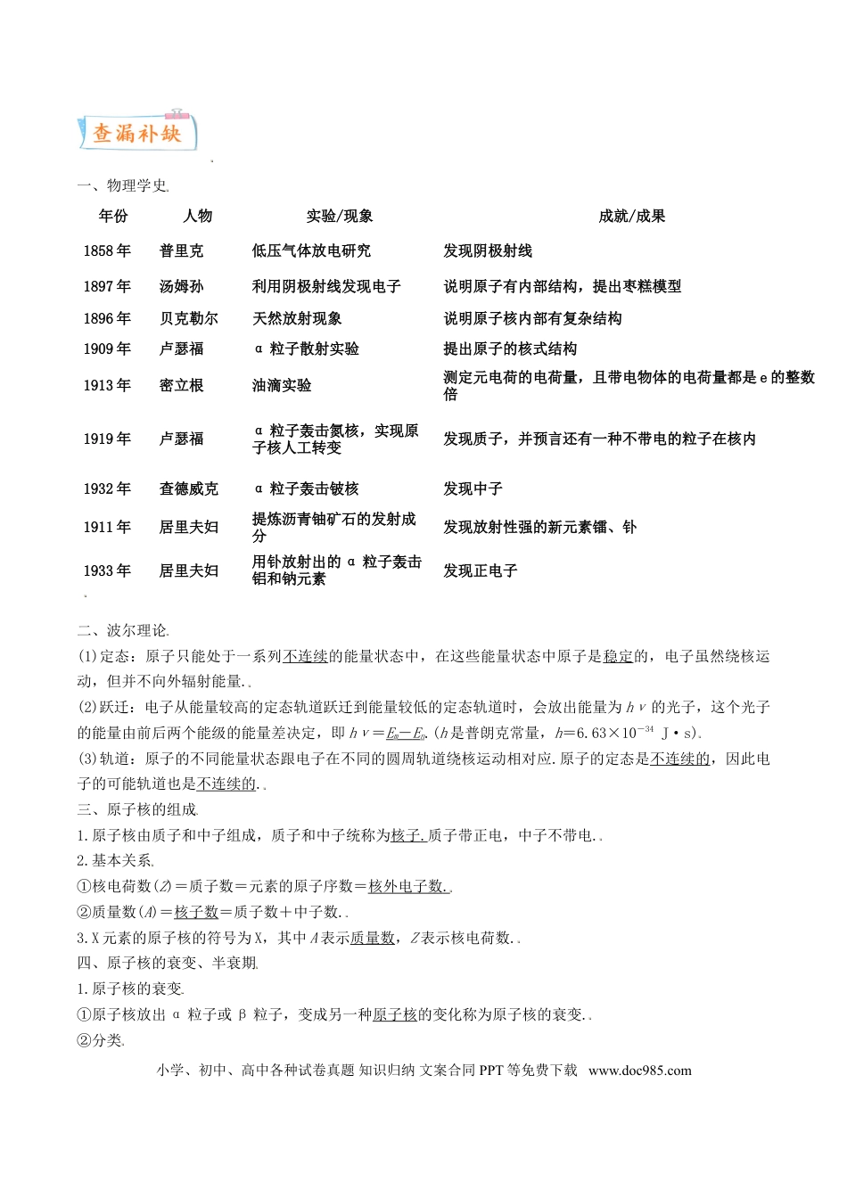 高考物理考向24 原子物理-备战2022年高考物理一轮复习考点微专题.doc