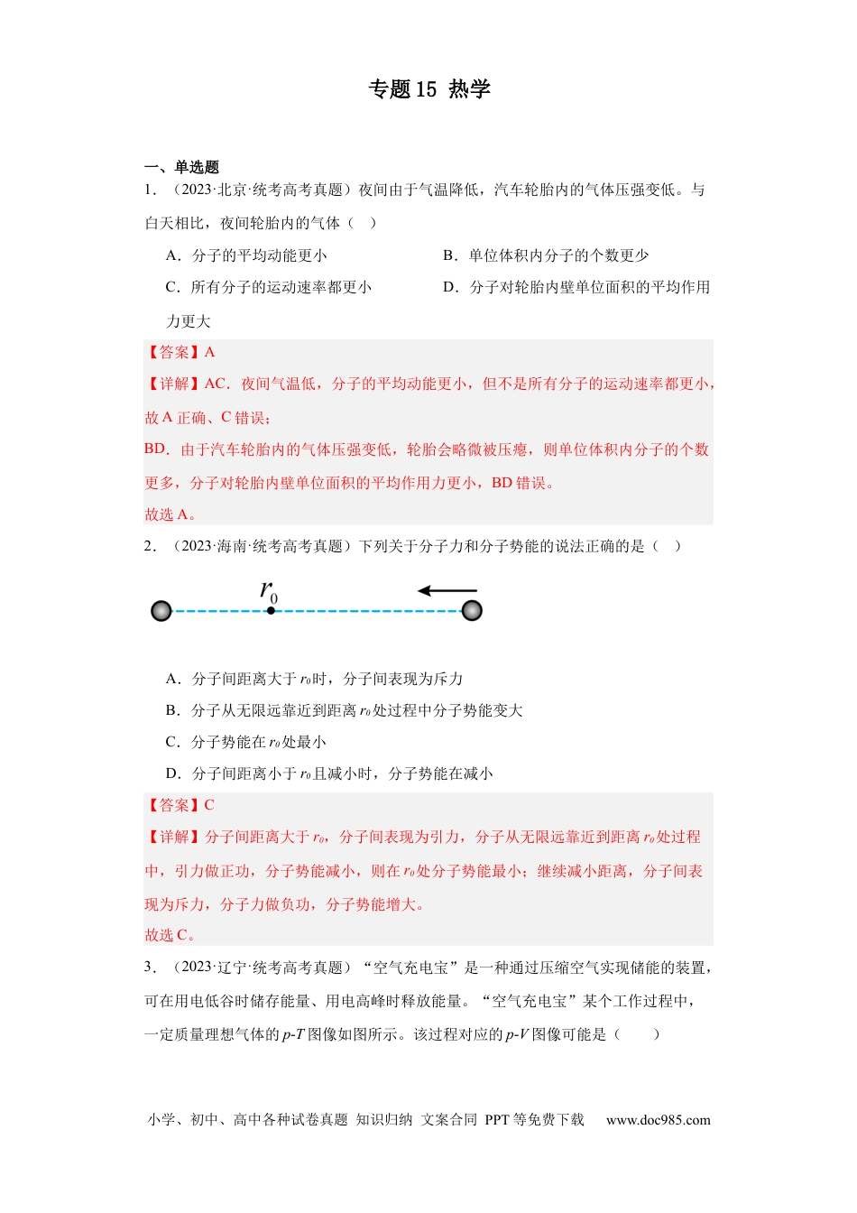 高考物理专题15 热学 (解析版).docx