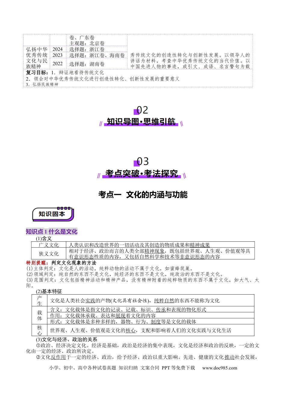 高考政治第24讲  继承发展中华优秀传统文化（讲义）（原卷版）.docx