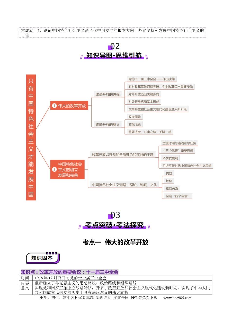 高考政治第03讲  只有中国特色社会主义才能发展中国（讲义）（原卷版）.docx