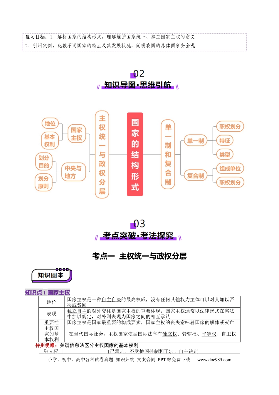 高考政治第02课  国家的结构形式（讲义）（原卷版）.docx