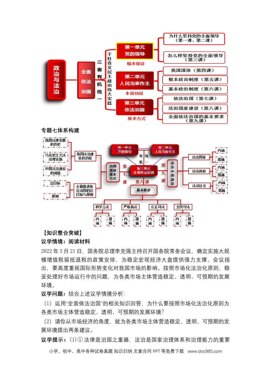 高考政治专题七 全面依法治国（教学设计）-2023年高考政治二轮复习讲练测（新高考专用）.docx