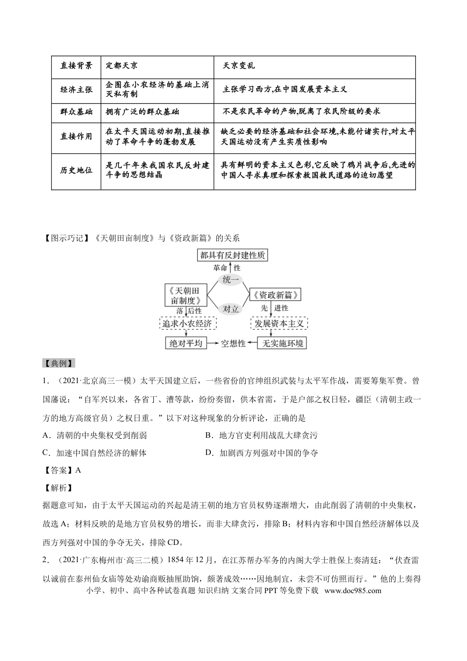 高考历史 考点06 太平天国运动和辛亥革命-备战2022年高考历史一轮复习考点帮.doc