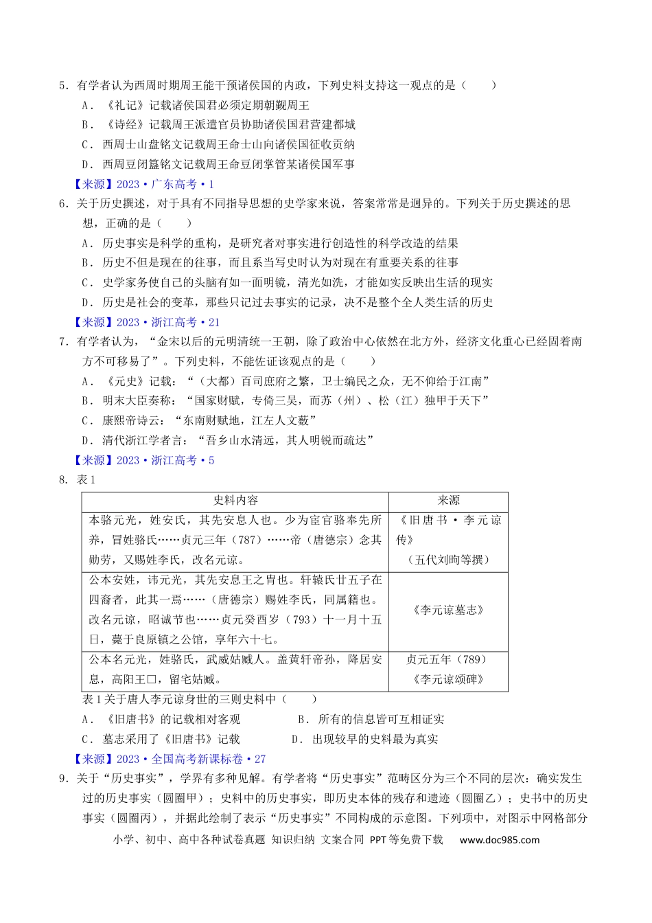 高考历史 专题17 史学理论研究（ 原卷版）.docx