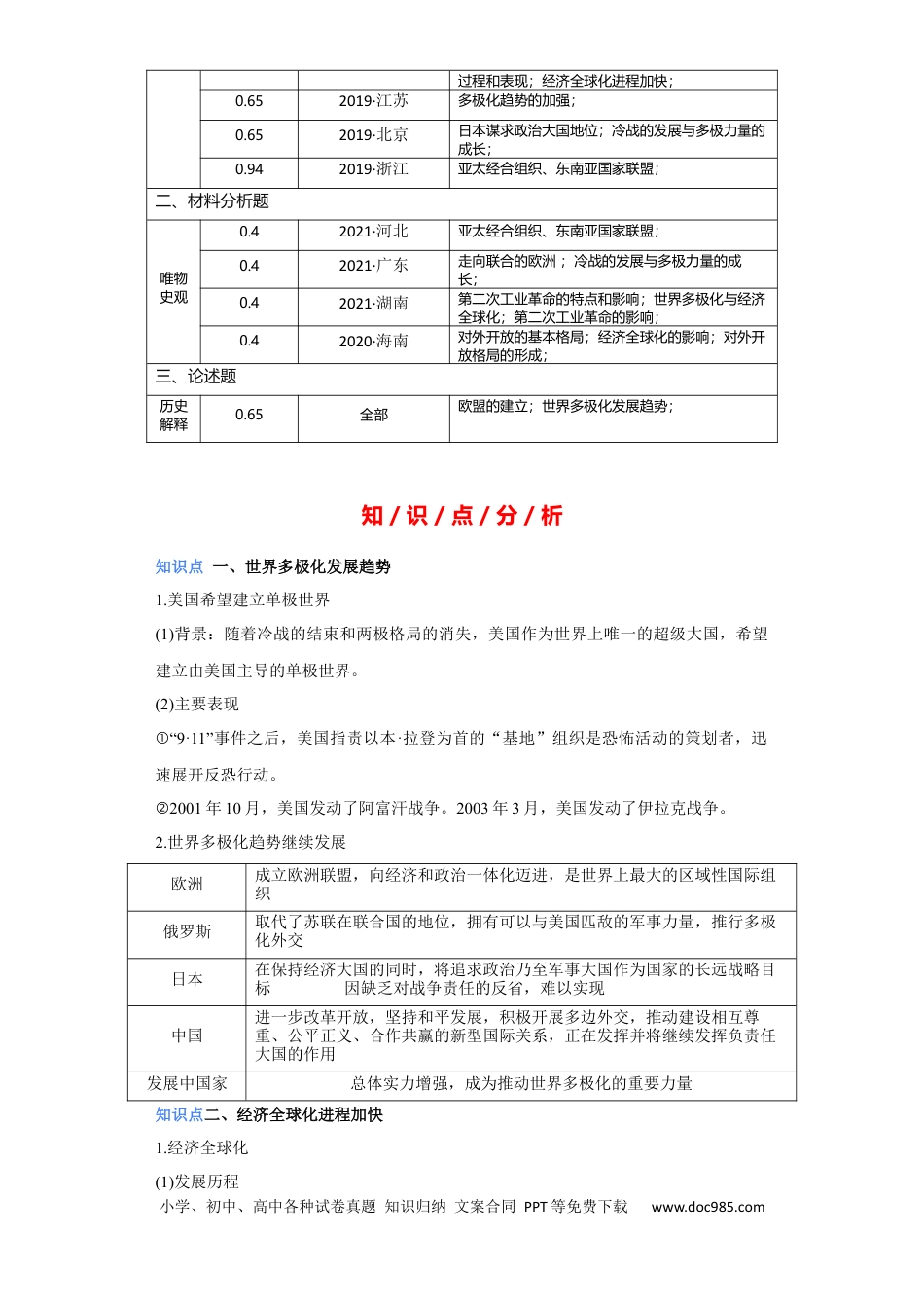 高考历史 专题18 当代世界发展的主要趋势与特点+-+2023年高考历史二轮复习高频考点追踪分析与预测（全国通用）.docx