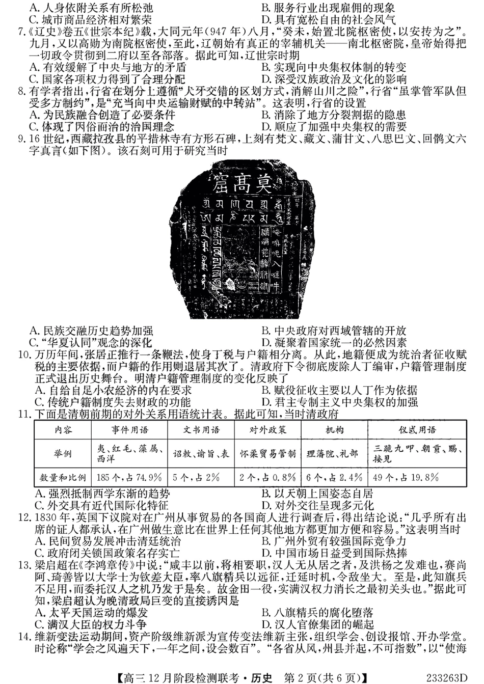 安徽省耀正优+2022-2023学年高三上学期12月联考历史试题.pdf