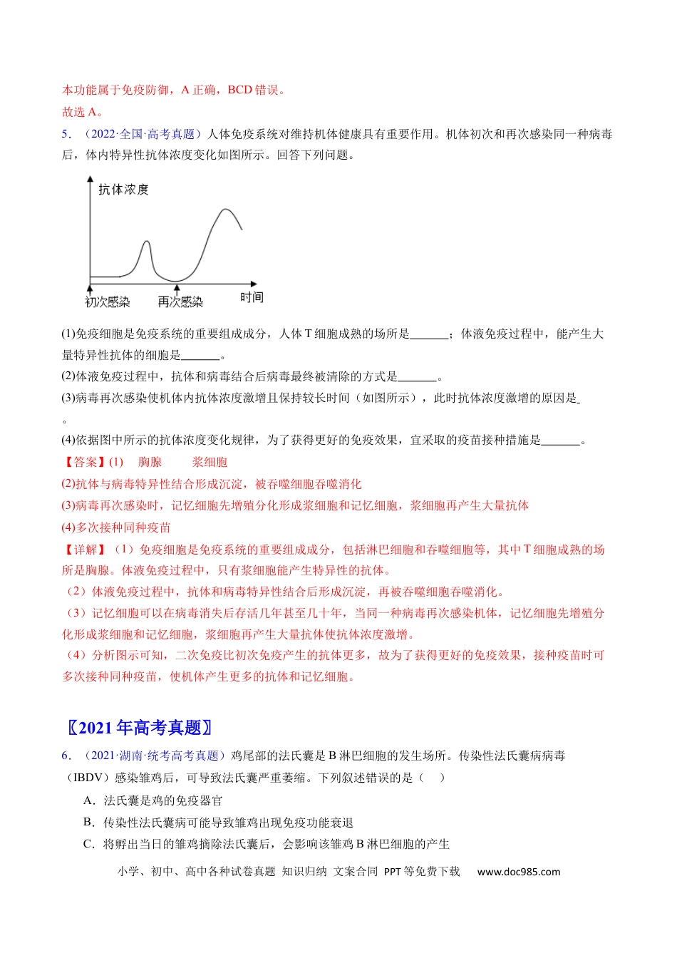 高考生物专题16 免疫调节- 学易金卷：五年（2019-2023）高考生物真题分项汇编（全国通用）（解析版）.docx