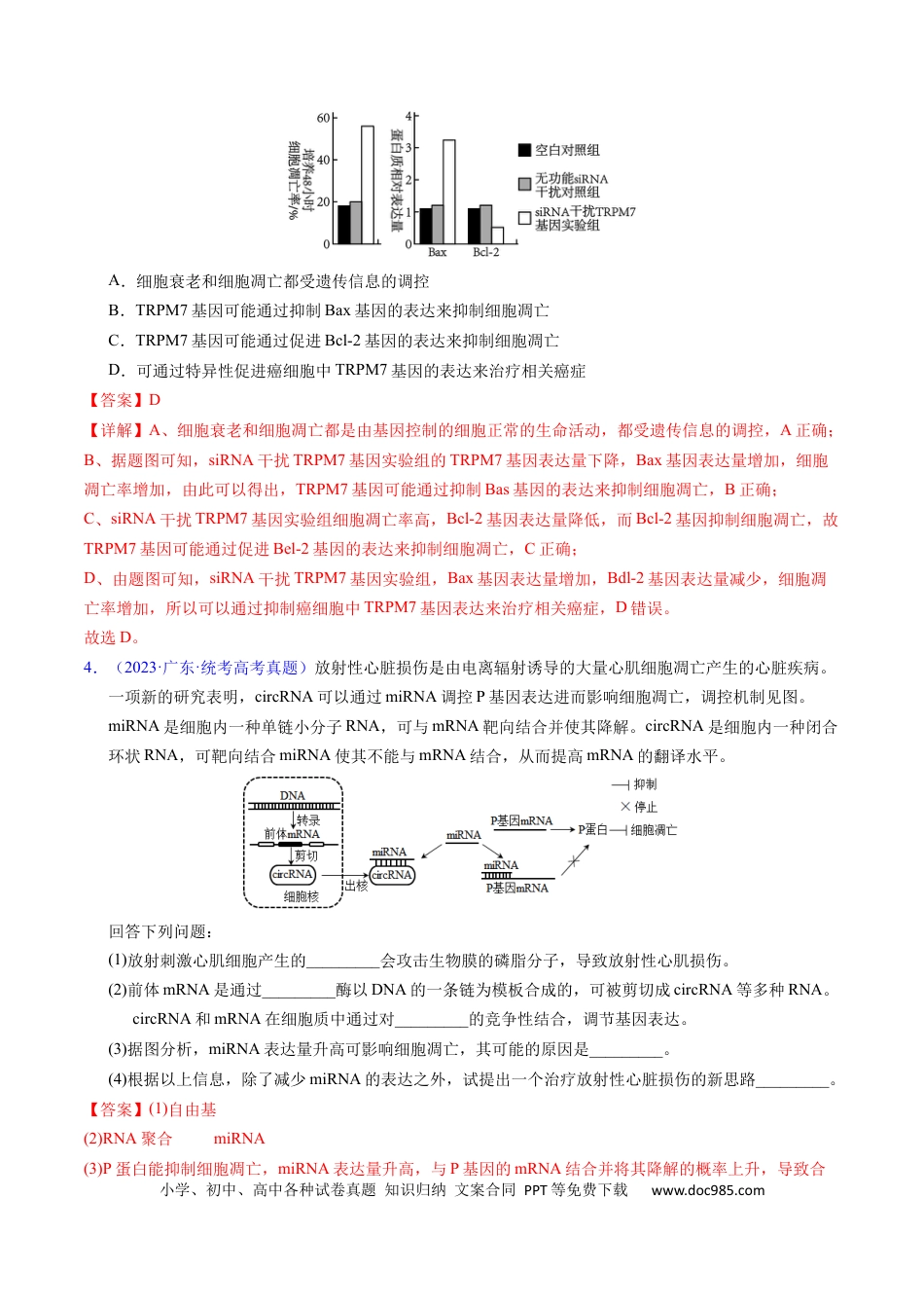 高考生物专题07 细胞得分化、衰老、凋亡及癌变-学易金卷：五年（2019-2023）高考生物真题分项汇编（全国通用）（解析版）.docx