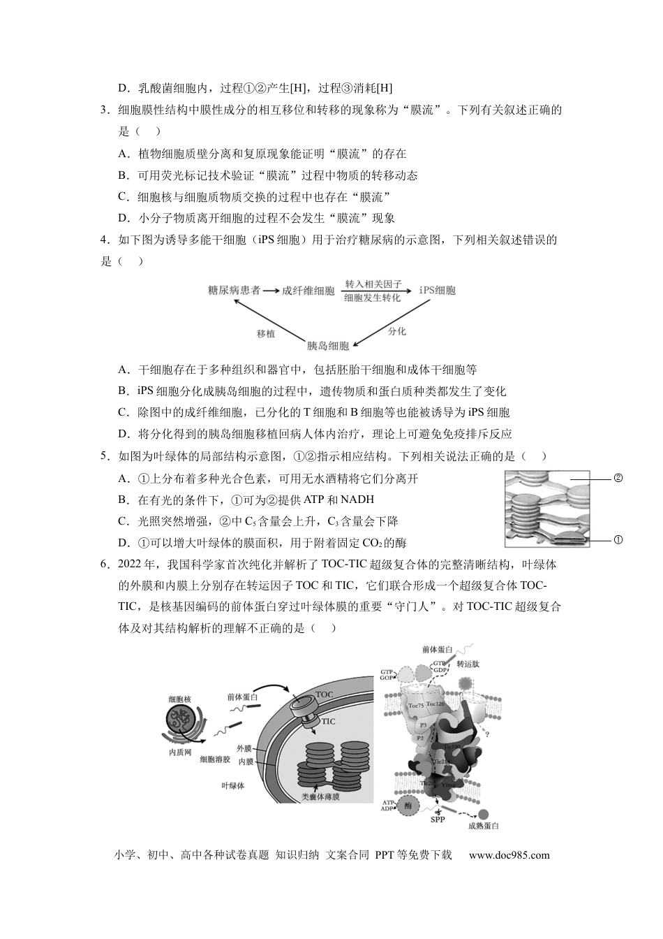 生物-2024届新高三开学摸底考试卷（新教材专用）01(考试版).docx