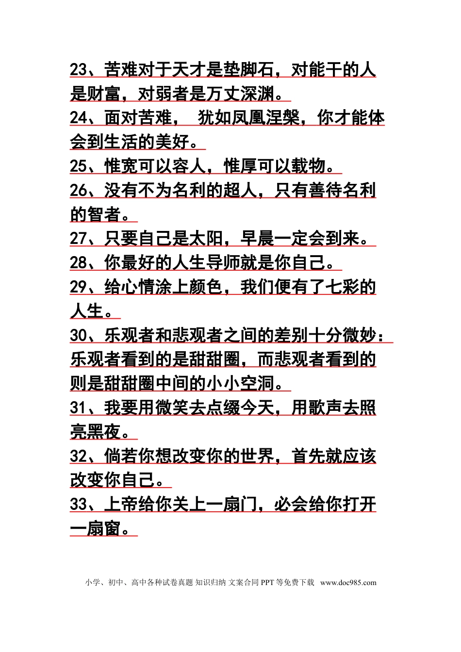 初中语文中考作文优秀题记100例.doc