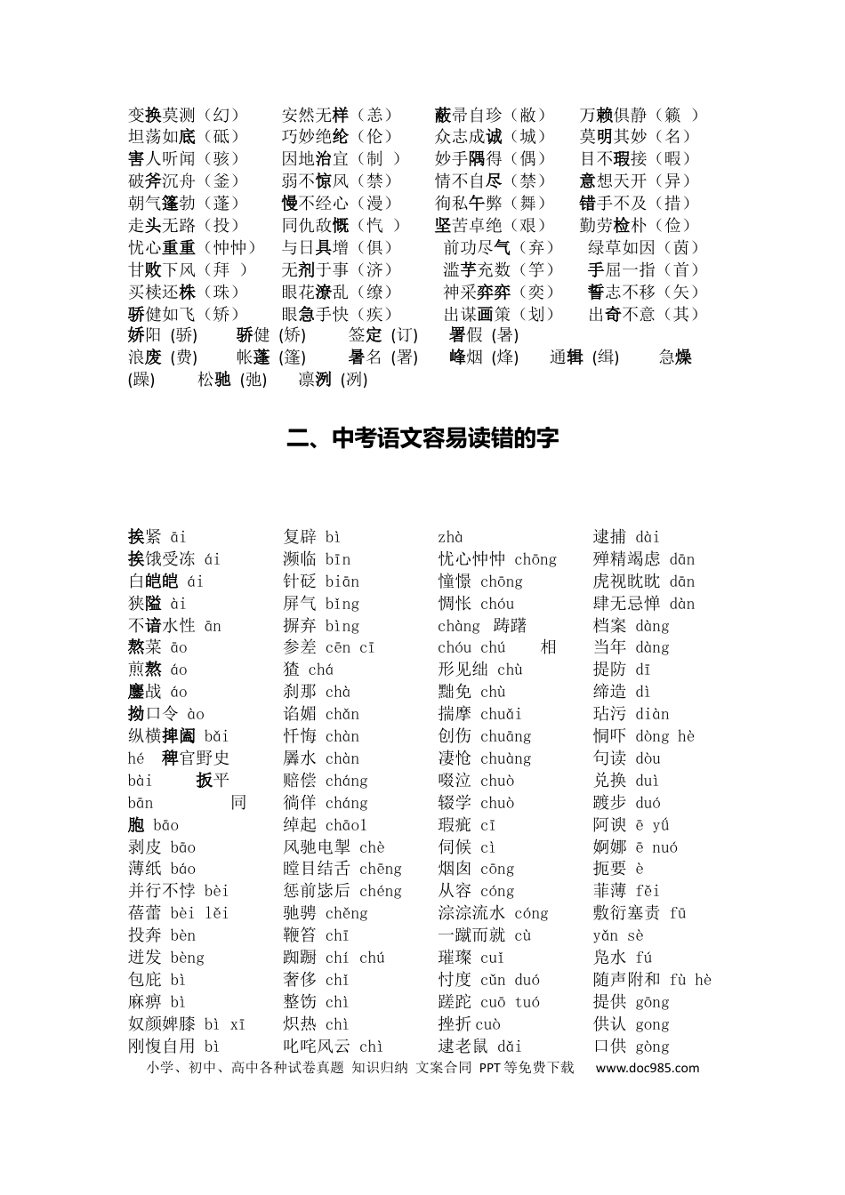 初中语文专题总复习资料通用版2.docx