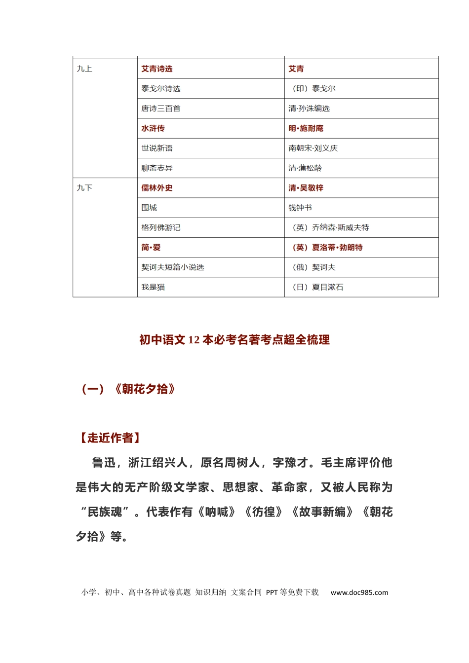 初中语文【新课标】7-9年级36本名著（标红的为必读书目） (1).docx