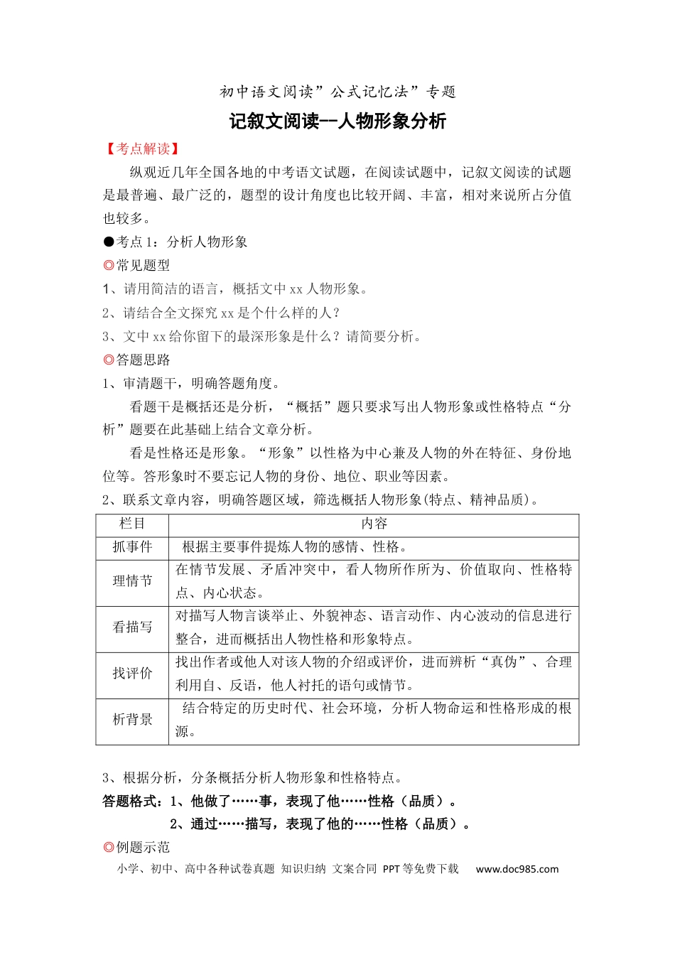 25 记叙文阅读之人物形象分析（11页）.docx