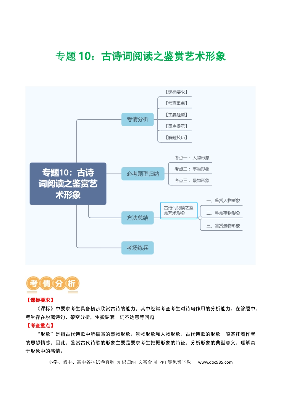 专题10：古诗词阅读之鉴赏艺术形象（原卷版）.docx