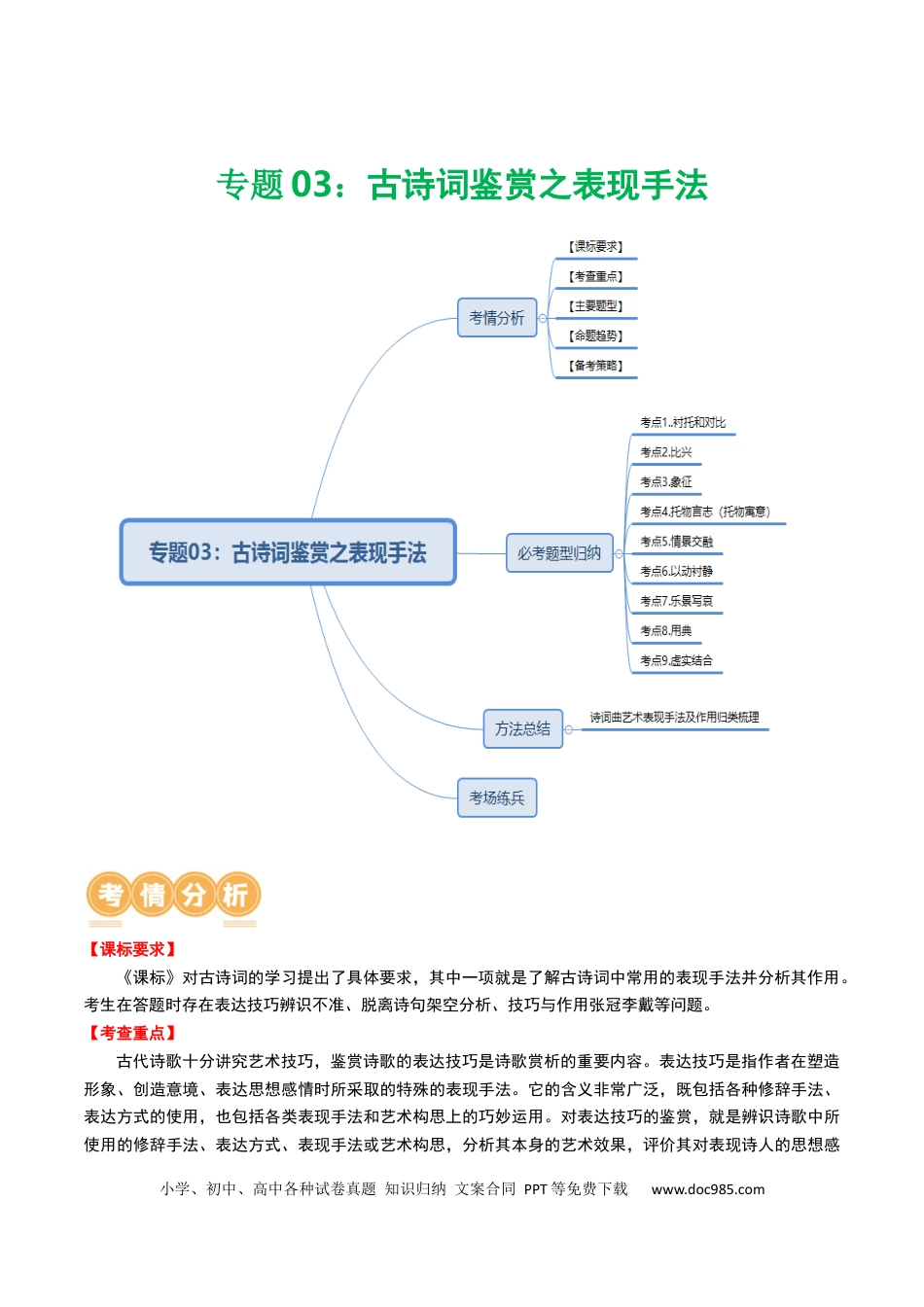 专题03：古诗词鉴赏之表现手法（解析版）.docx