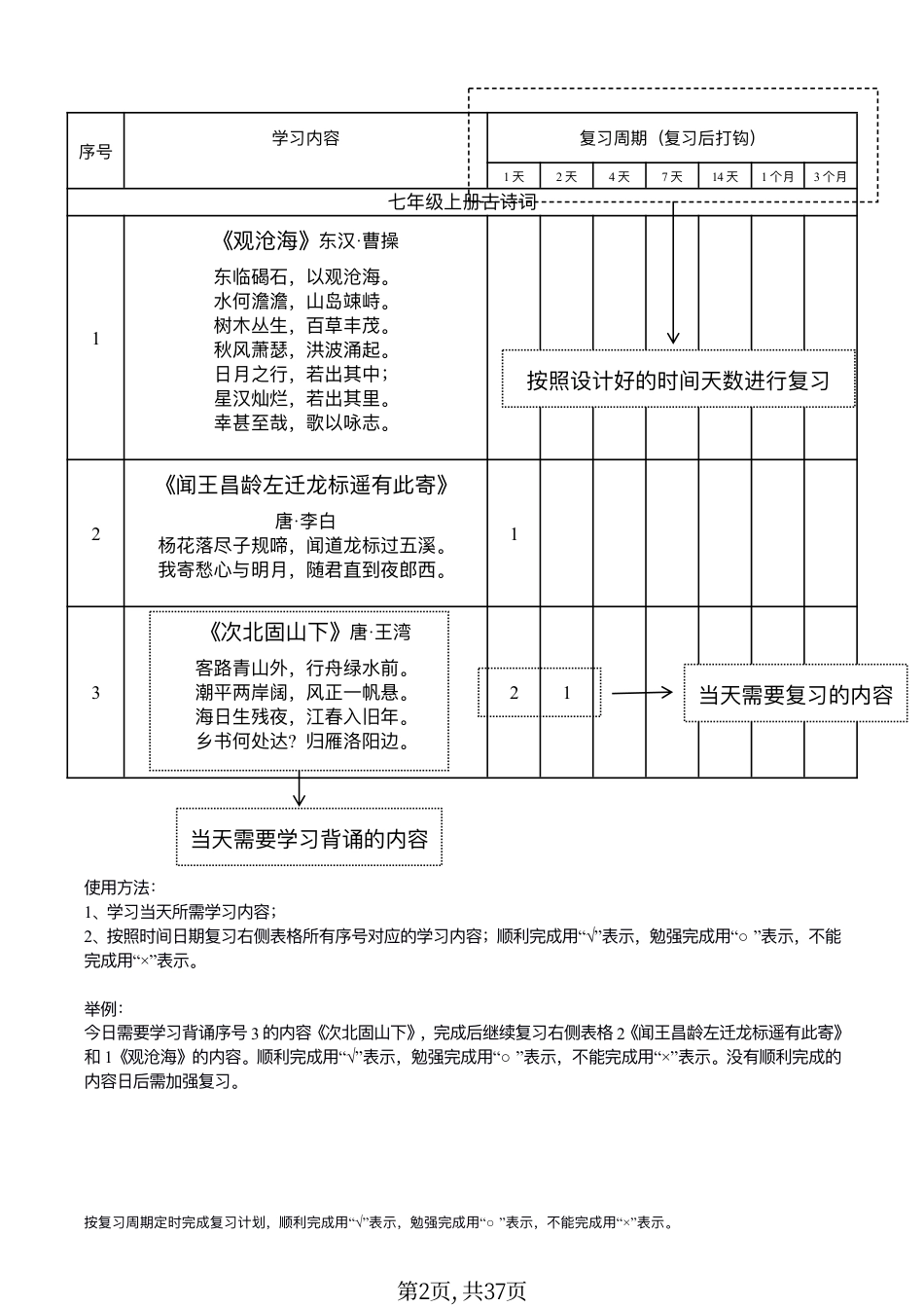 初中语文古诗文背诵计划表.pdf
