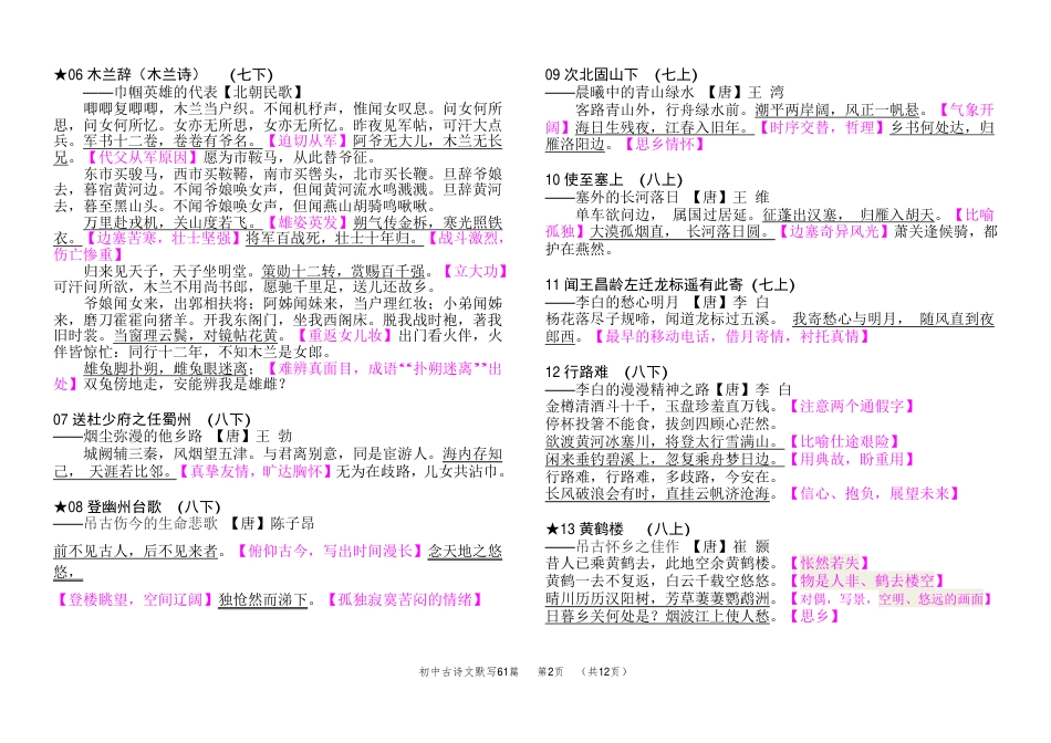 初中语文必背61篇古诗文整理汇总.pdf