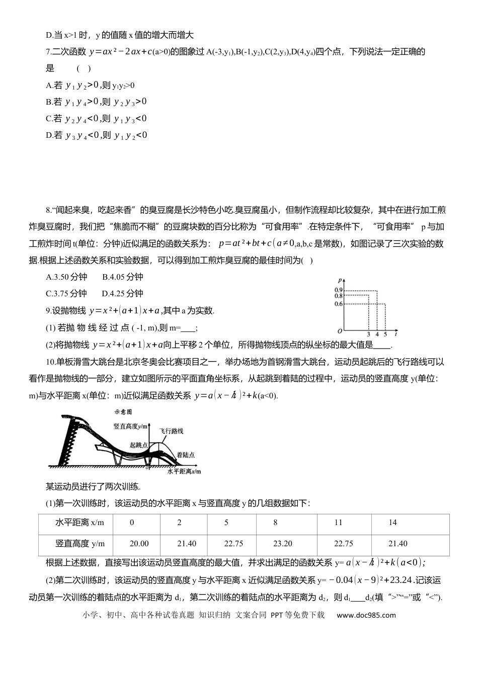 初中数学专题8 二次函数 知识点梳理及专项练习（含解析）.docx