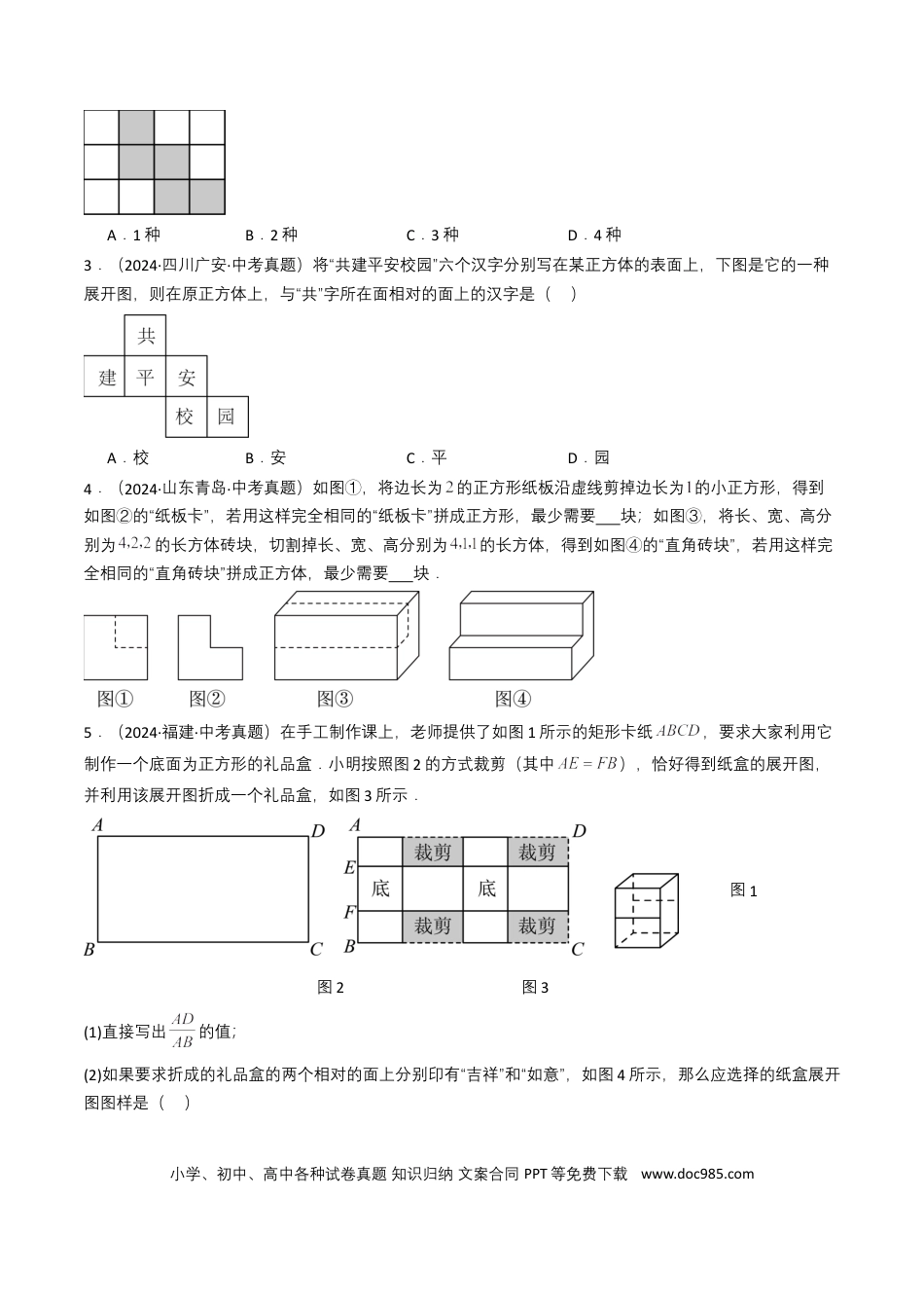 初中数学专题13 几何体的展开图（原卷版）.docx