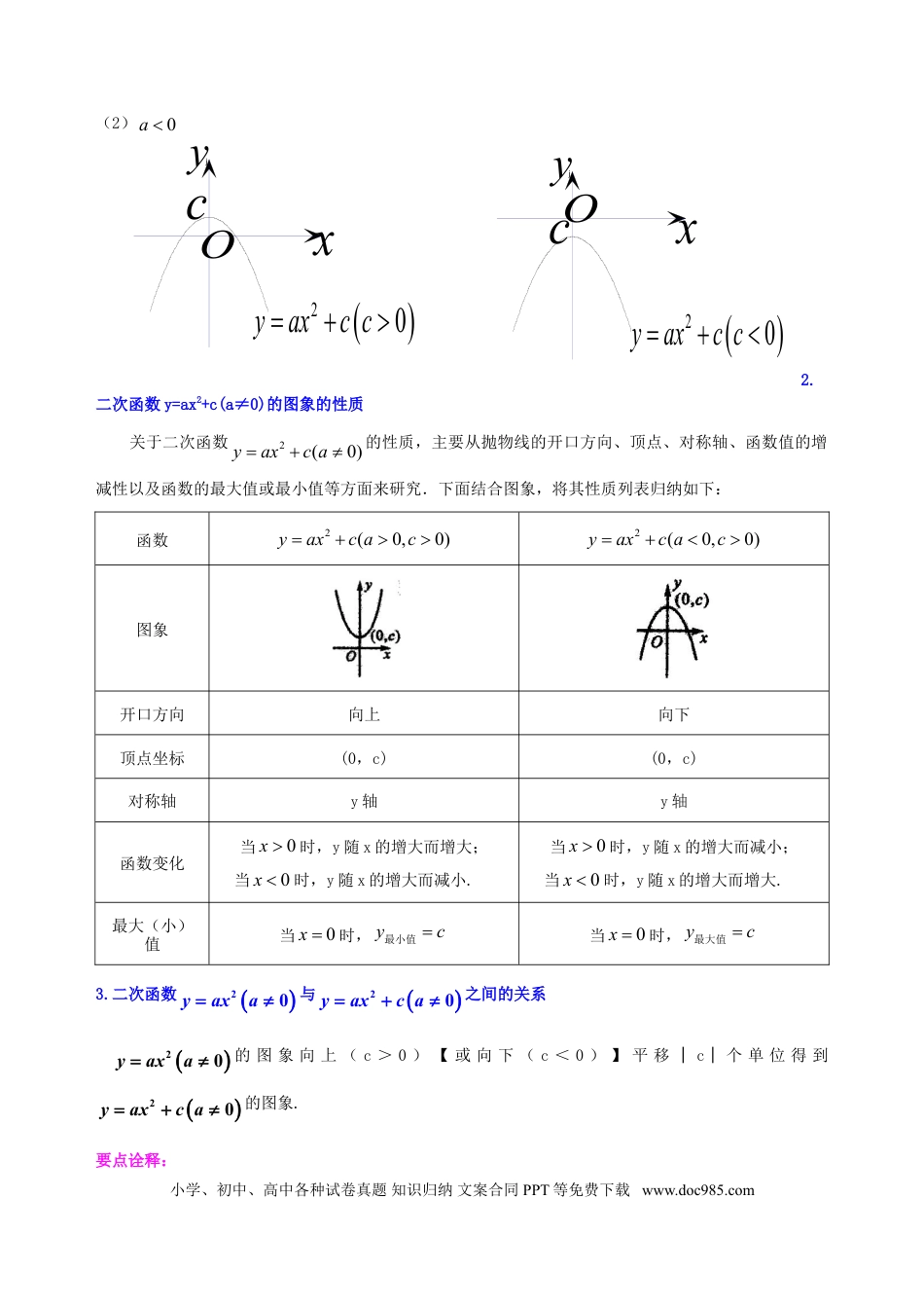 初中数学08 二次函数y=ax²(a≠0)的图象与性质—知识讲解（提高）.doc