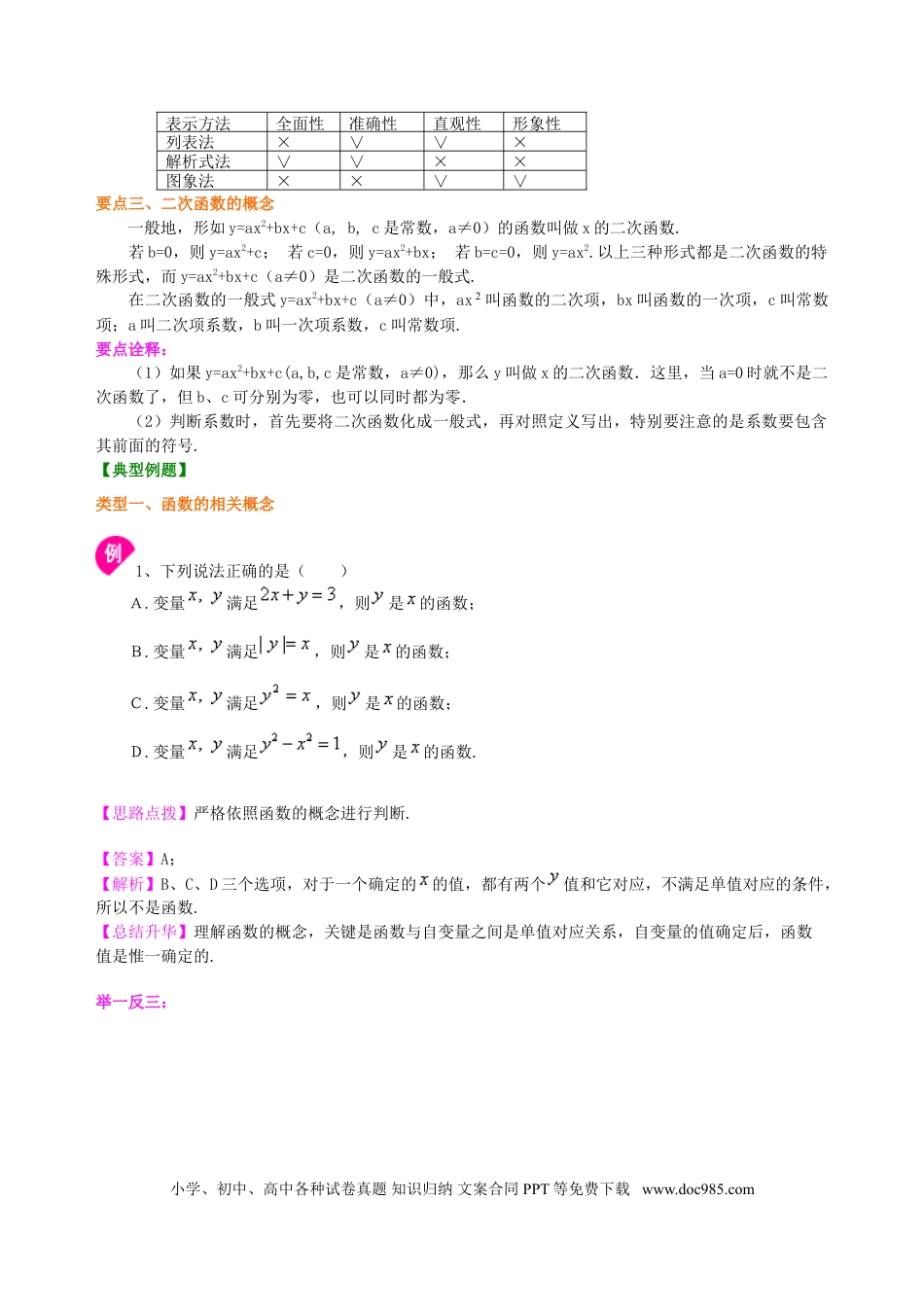 初中数学06 二次函数的概念—知识讲解（提高）.doc