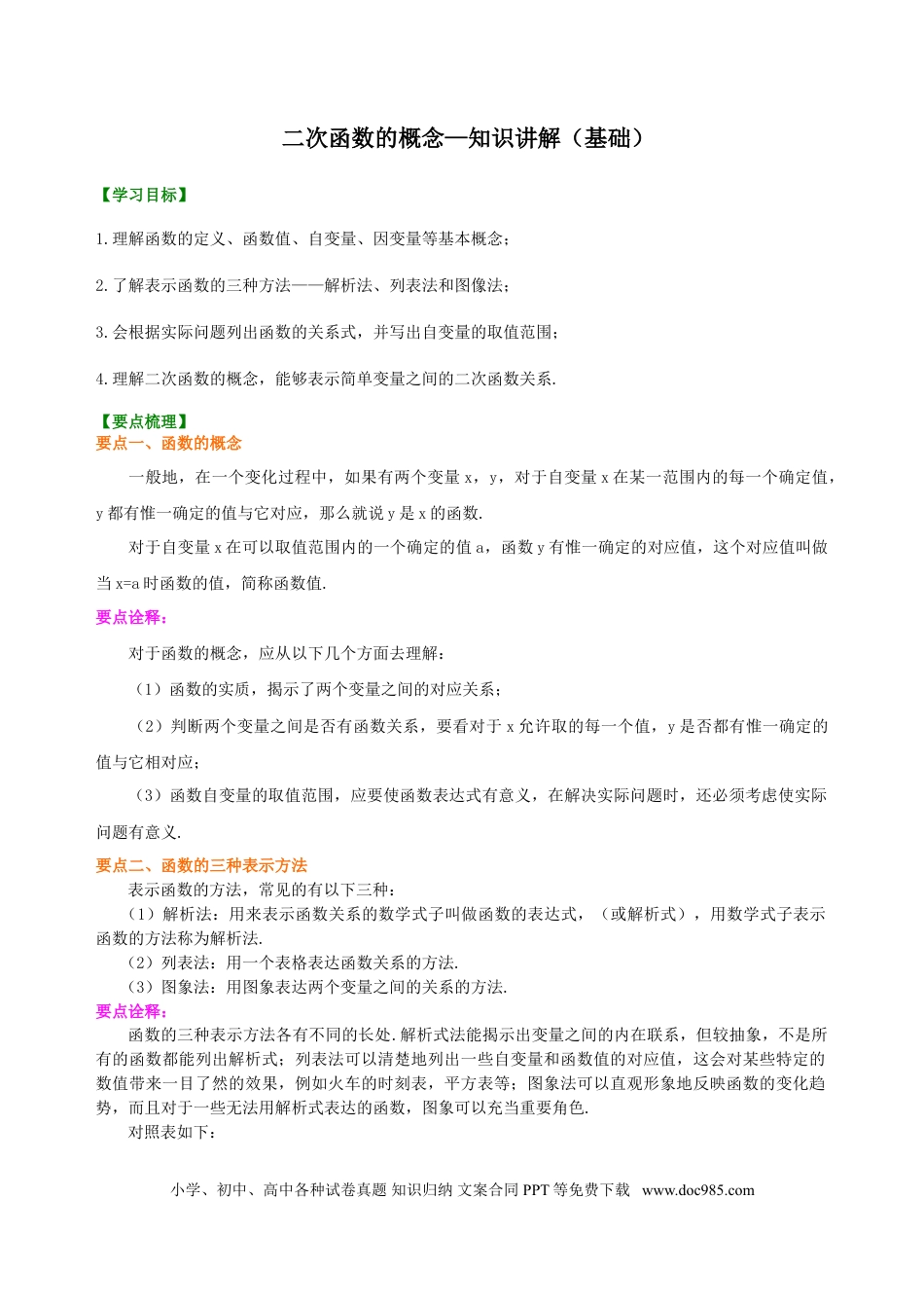 初中数学05 二次函数的概念—知识讲解（基础）.doc