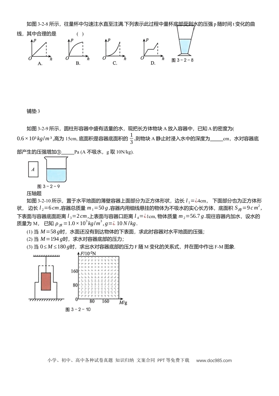 压轴题专项讲练--压力和压强（含解析）.docx