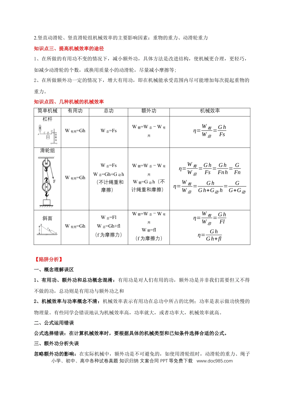 易错点12 滑轮受力分析、机械效率问题（3陷阱点4题型）（解析版）.docx