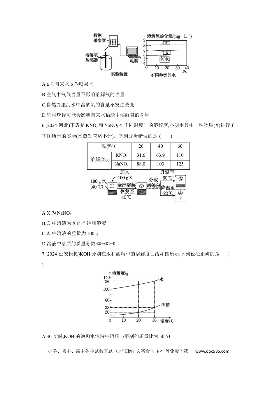 初中化学考点研究练习1.6 溶液  .docx