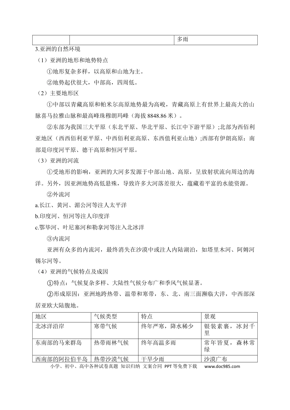 初中地理速记清单：世界区域地理.docx