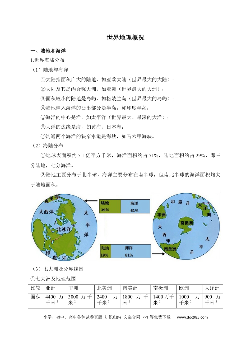 初中地理速记清单：世界地理概况.docx