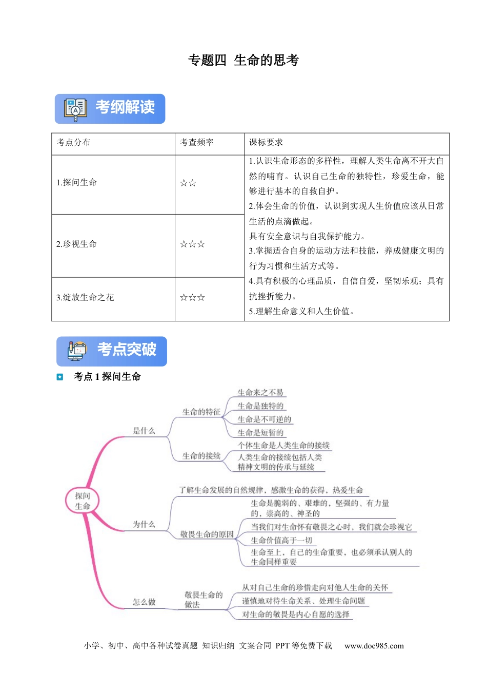专题4 生命的思考（含解析）.docx