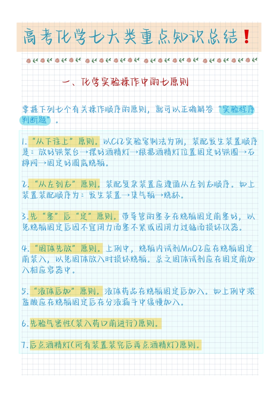 高中化学七大类重点知识总结.pdf