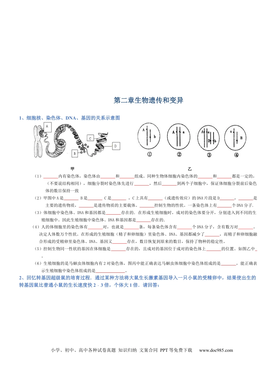 专题07 生物圈中生命的延续和发展（填空版）.docx