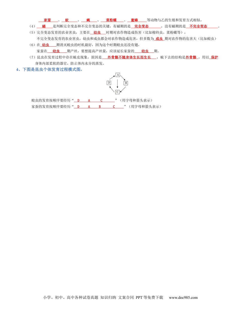 专题07 生物圈中生命的延续和发展（背诵版）.docx
