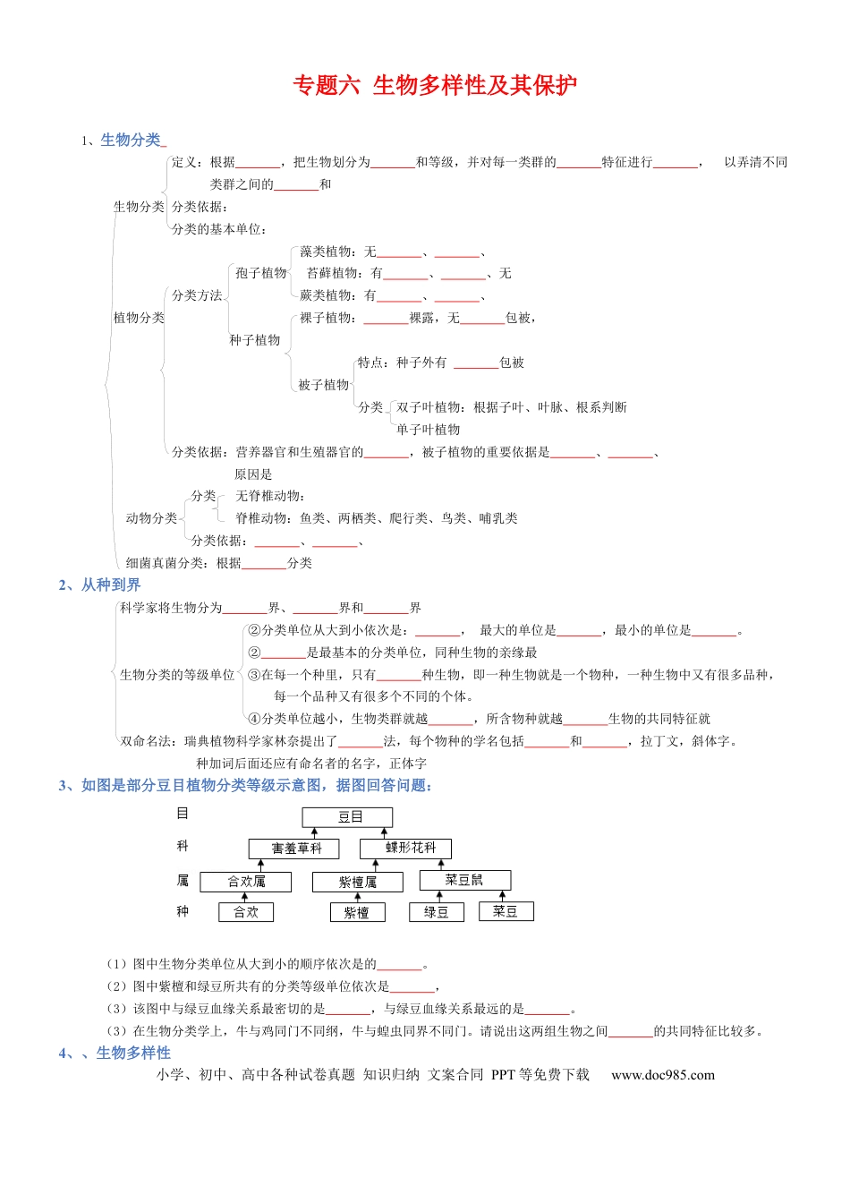 专题06 生物的多样性及其保护（填空版）.docx