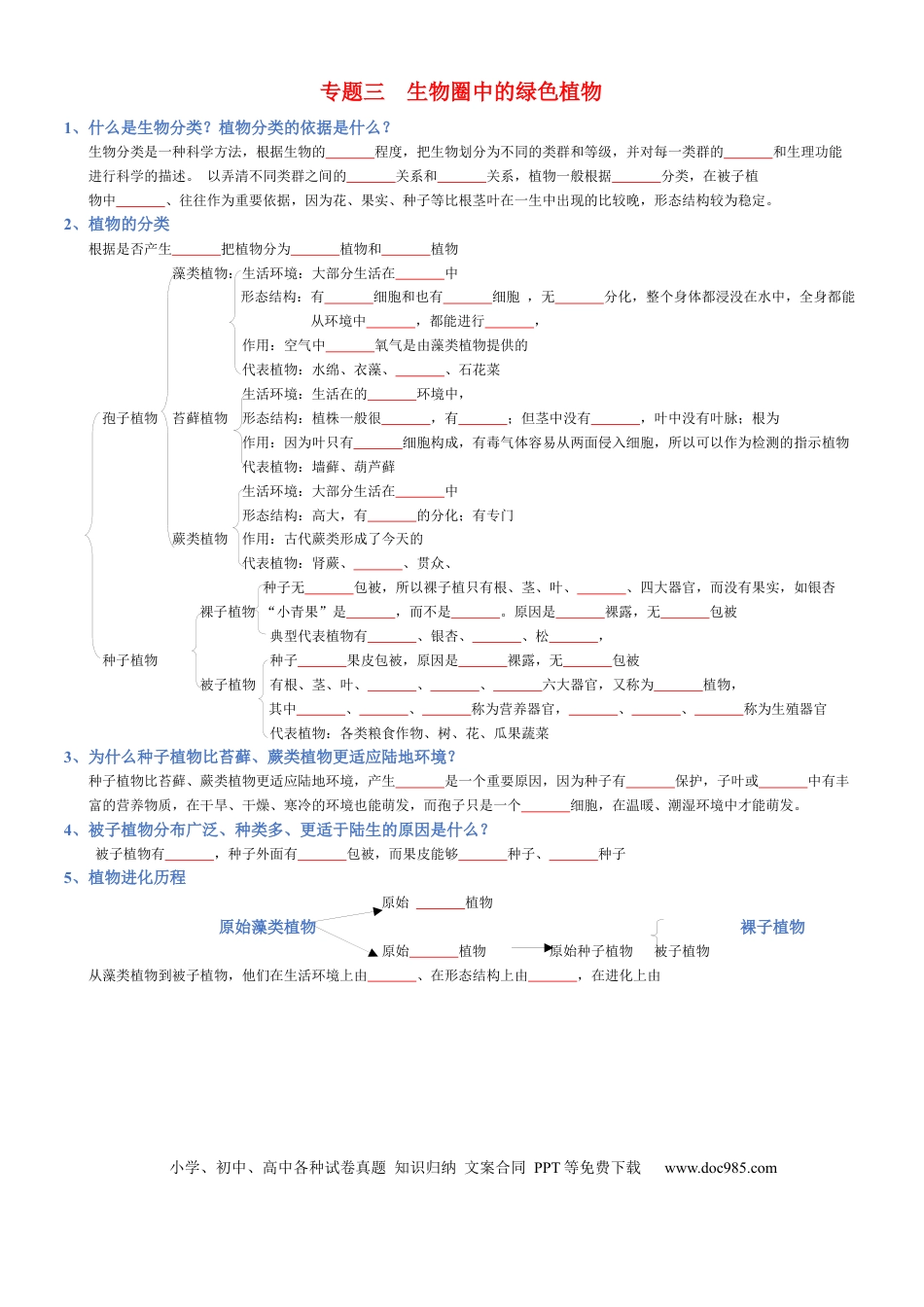 专题03  生物圈中的绿色植物(填空版).docx