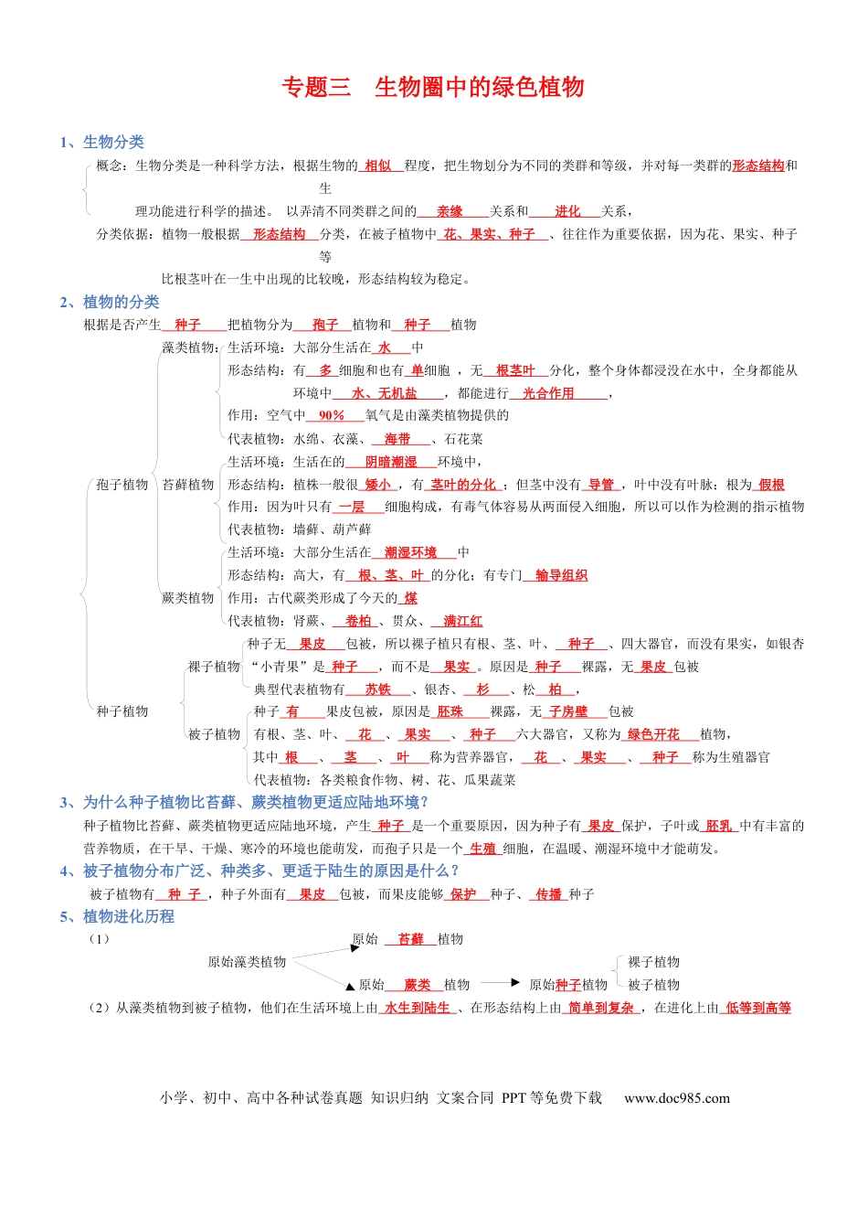 专题03  生物圈中的绿色植物(背诵版).docx