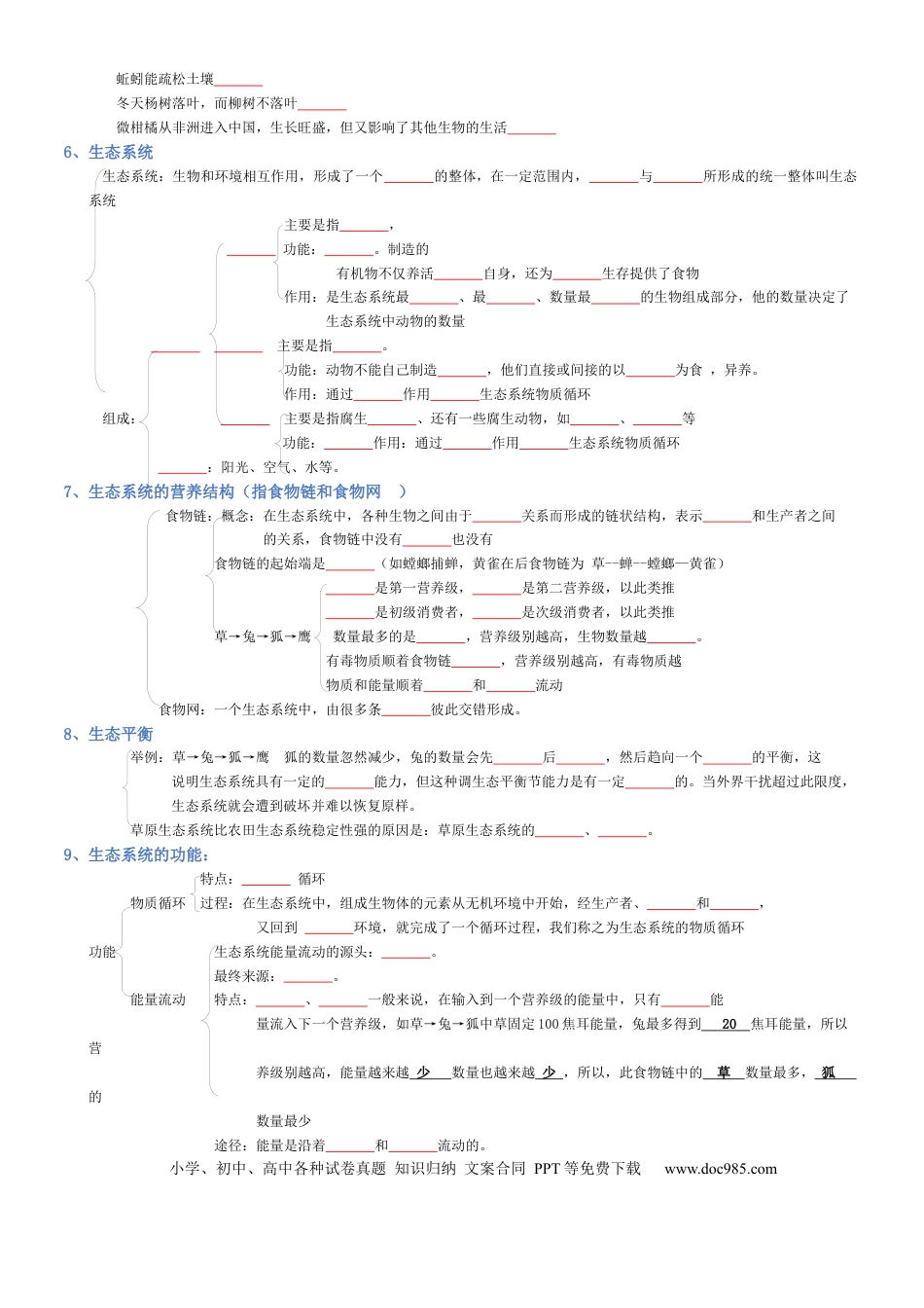 专题01 生物和生物圈（填空版）.docx