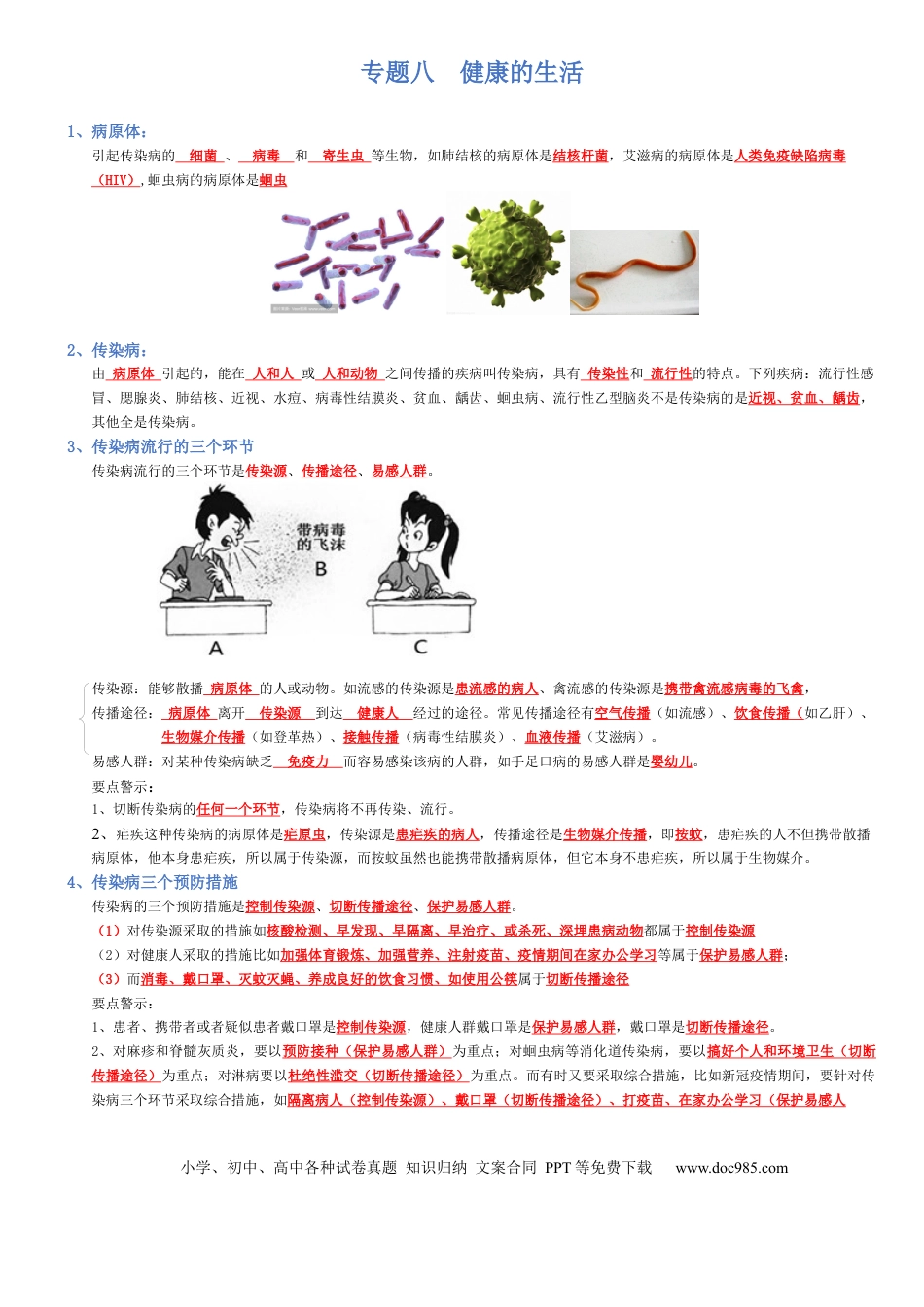 专题08 健康的生活（背诵版）.docx