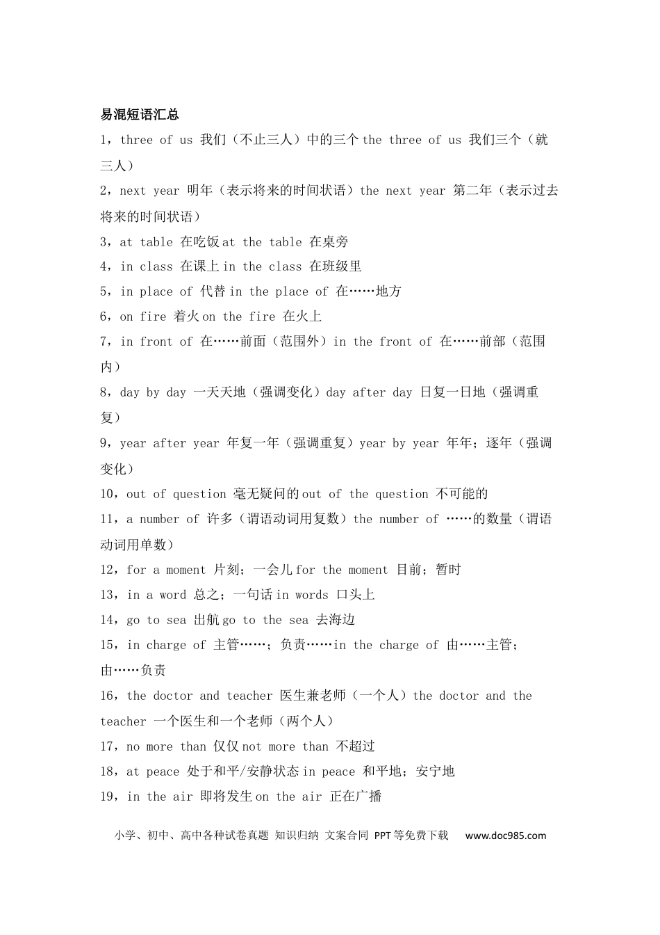 初中英语易错短语.docx