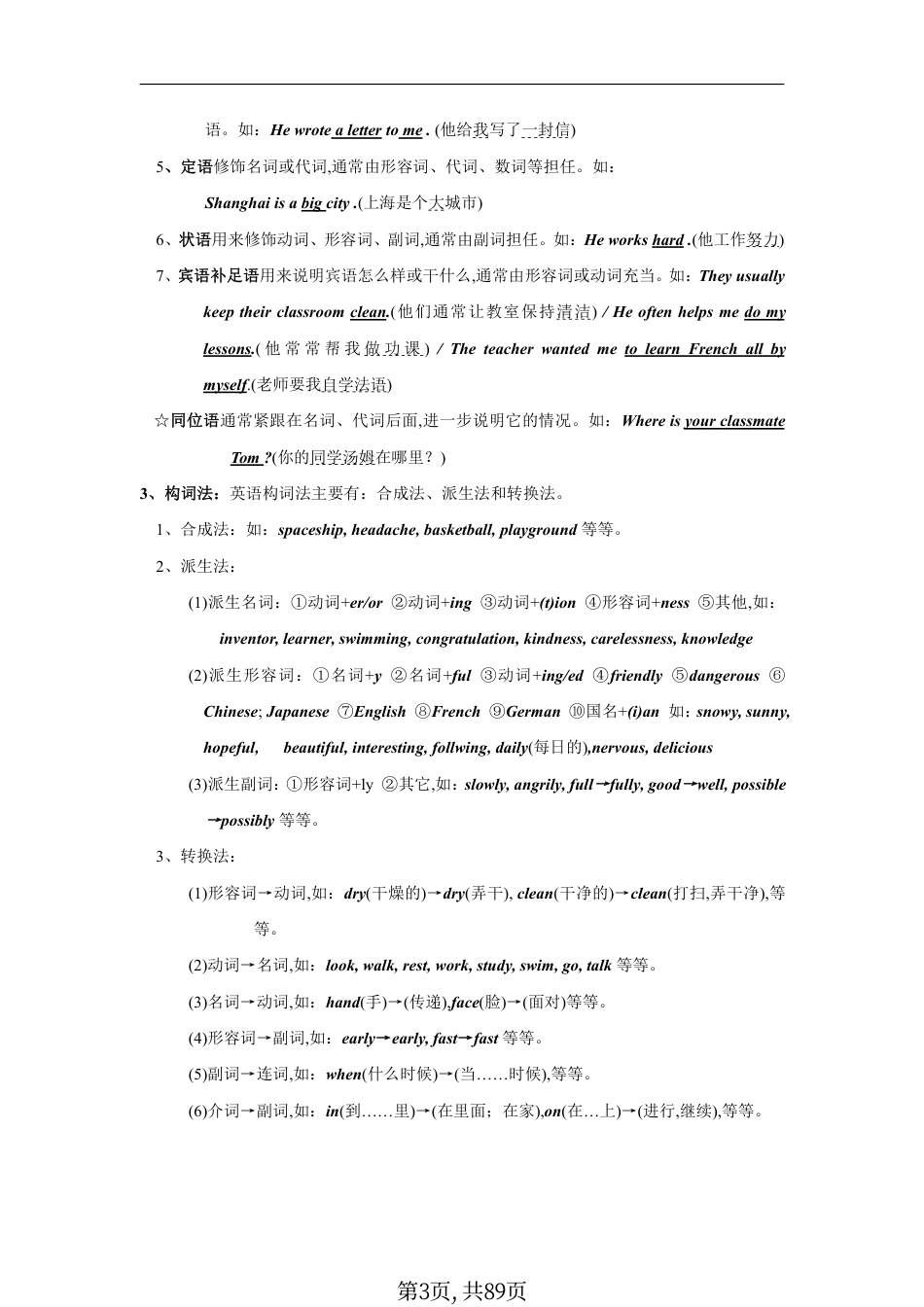 初中英语最完整版初中英语语法大全 共89页.pdf